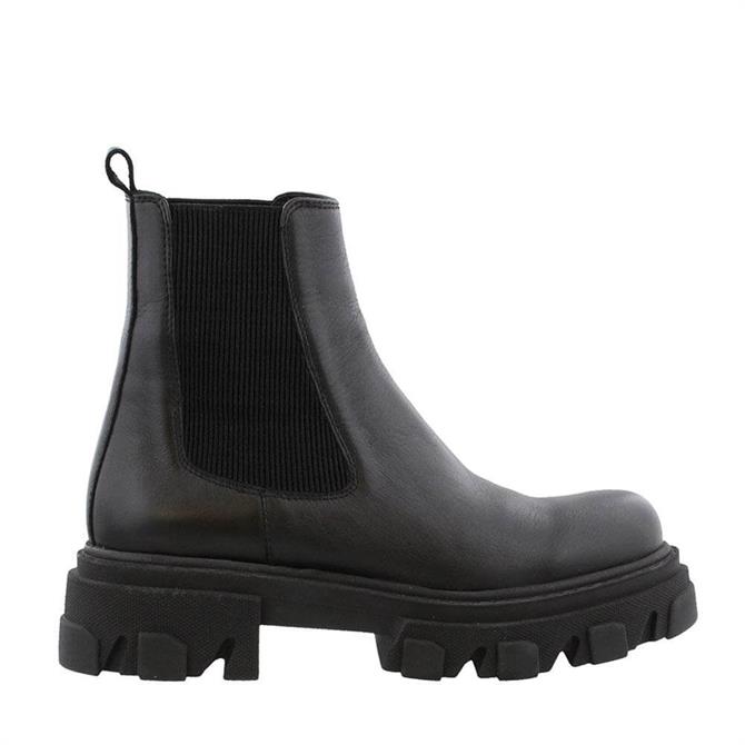 Carl Scarpa Paz Black Leather Chunky Chelsea Boots